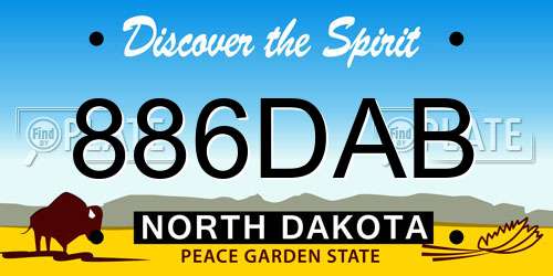 886DAB North Dakota License Plate