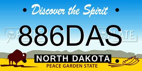 886DAS North Dakota License Plate