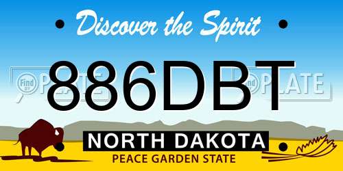 886DBT North Dakota License Plate