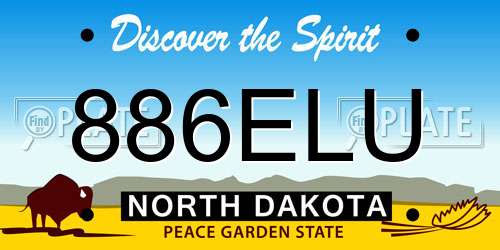 886ELU North Dakota License Plate