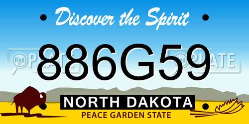 886G59 North Dakota License Plate