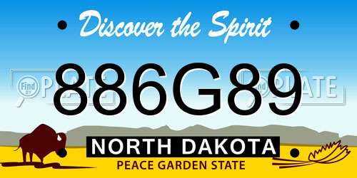 886G89 North Dakota License Plate