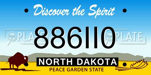 886II0 North Dakota License Plate