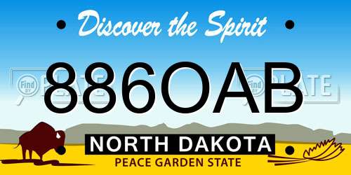 886OAB North Dakota License Plate