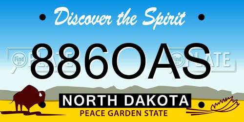 886OAS North Dakota License Plate
