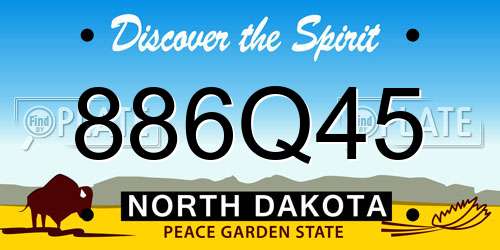 886Q45 North Dakota License Plate