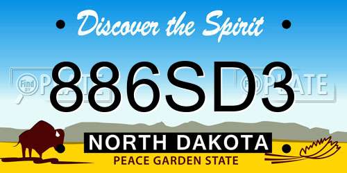 886SD3 North Dakota License Plate
