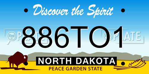 886TO1 North Dakota License Plate