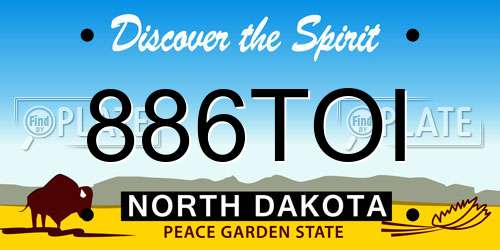886TOI North Dakota License Plate