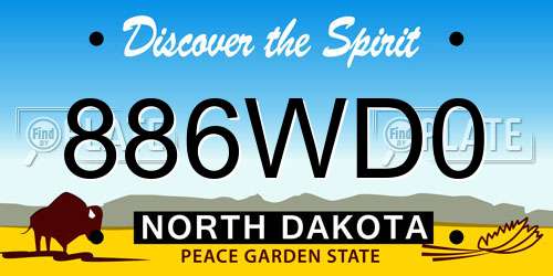 886WD0 North Dakota License Plate