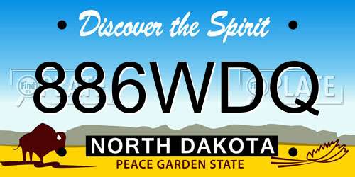 886WDQ North Dakota License Plate