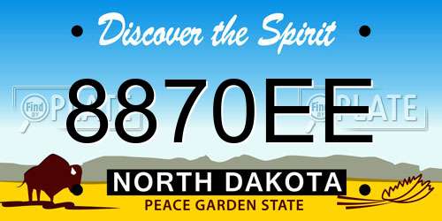 8870EE North Dakota License Plate