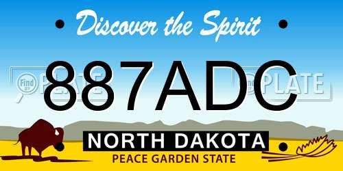 887ADC North Dakota License Plate