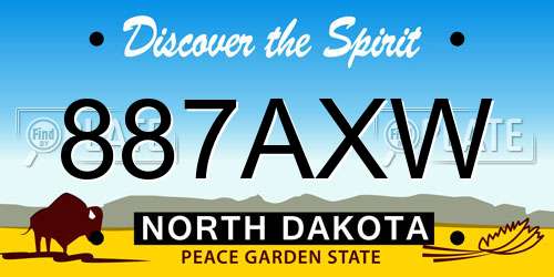 887AXW North Dakota License Plate