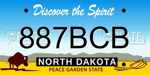 887BCB North Dakota License Plate