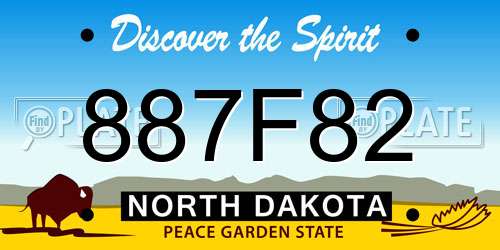 887F82 North Dakota License Plate