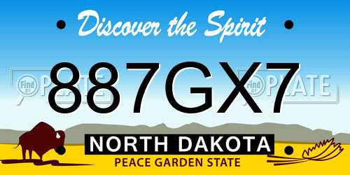 887GX7 North Dakota License Plate