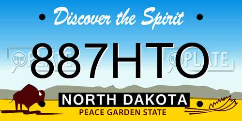 887HTO North Dakota License Plate
