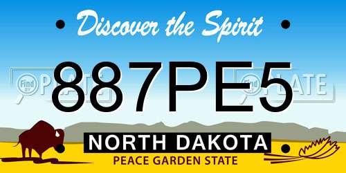887PE5 North Dakota License Plate