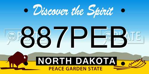 887PEB North Dakota License Plate