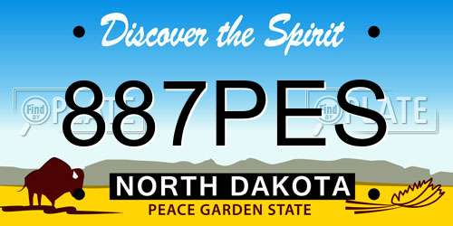 887PES North Dakota License Plate