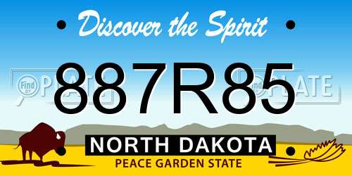887R85 North Dakota License Plate