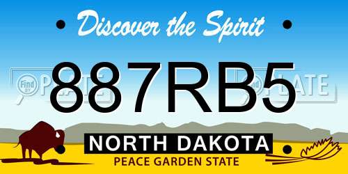 887RB5 North Dakota License Plate