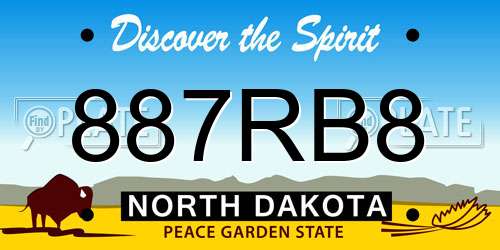 887RB8 North Dakota License Plate
