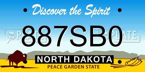 887SB0 North Dakota License Plate