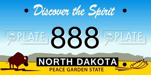 888 North Dakota License Plate