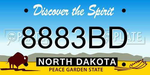 8883BD North Dakota License Plate