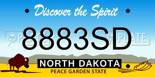 8883SD North Dakota License Plate