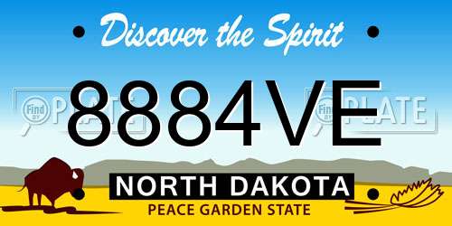 8884VE North Dakota License Plate