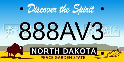 888AV3 North Dakota License Plate