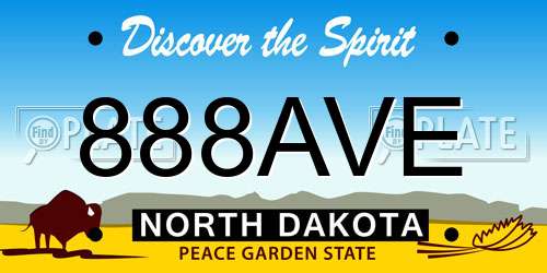 888AVE North Dakota License Plate