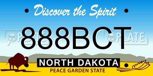 888BCT North Dakota License Plate