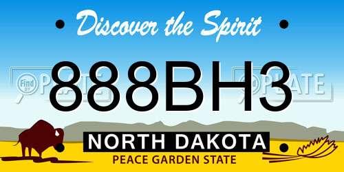 888BH3 North Dakota License Plate