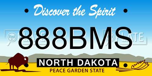888BMS North Dakota License Plate