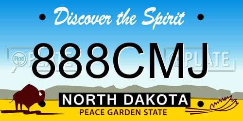 888CMJ North Dakota License Plate