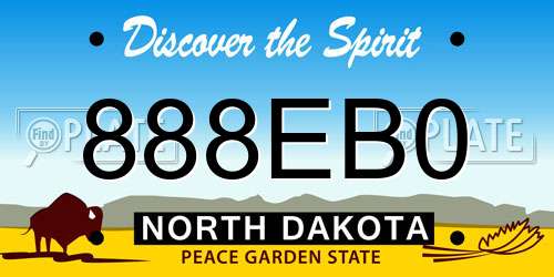 888EB0 North Dakota License Plate