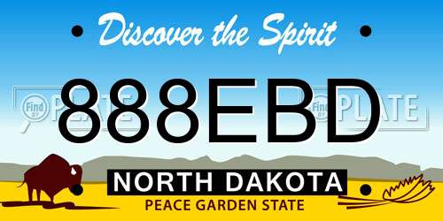 888EBD North Dakota License Plate