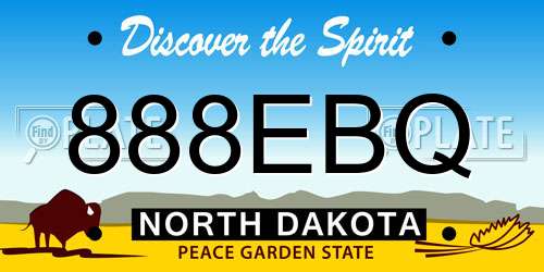 888EBQ North Dakota License Plate