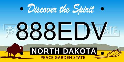 888EDV North Dakota License Plate