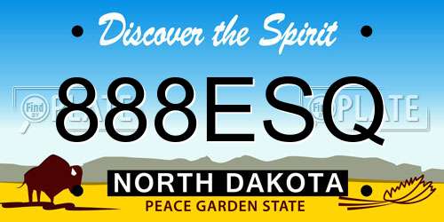 888ESQ North Dakota License Plate