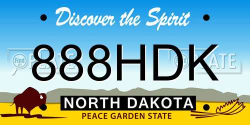 888HDK North Dakota License Plate