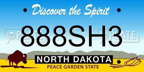 888SH3 North Dakota License Plate