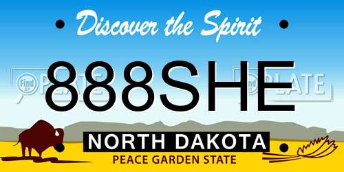 888SHE North Dakota License Plate