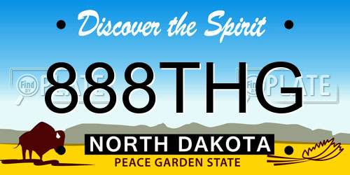 888THG North Dakota License Plate