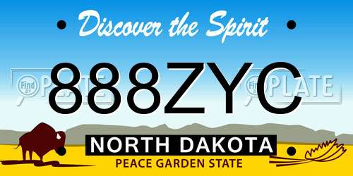 888ZYC North Dakota License Plate