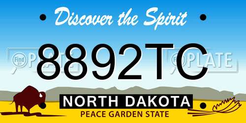 8892TC North Dakota License Plate